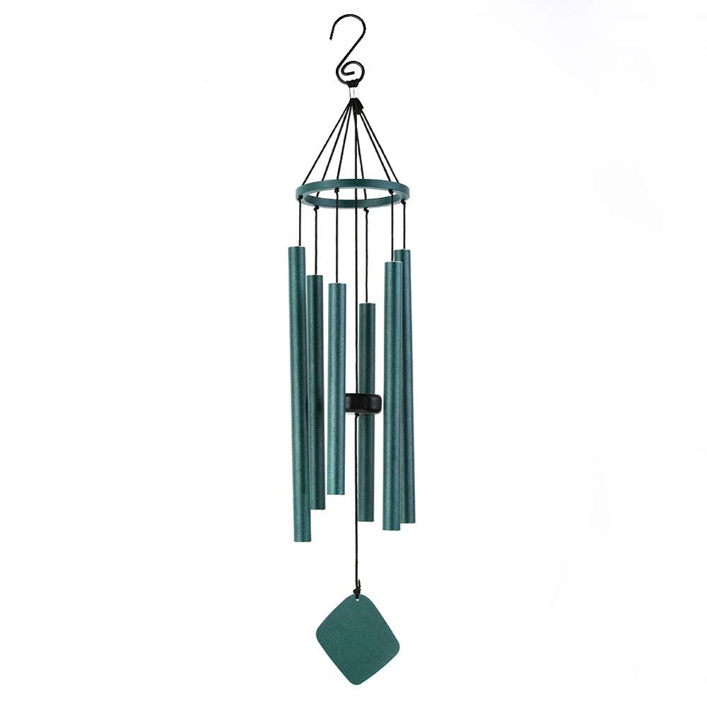 BLESSEDLAND Premium Wind Chimes-6 Hollow Aluminum Tubes, 28" Wind Chime for Garden,Yard,Patio and Home Decoration (Green)