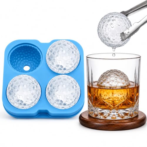Molde de hielo golf esfera silicona 4 cavidades con tapa miniatura 1