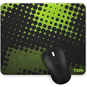 Tizum Mouse Pad/ Computer Mouse Mat with Anti-Slip Rubber Base | Smooth Mouse Control | Spill-Resistant Surface for Laptop, Notebook, MacBook Pro, Gaming, Laser/ Optical Mouse, 9.4”x 7.9”, Black-Green at Rs. 122