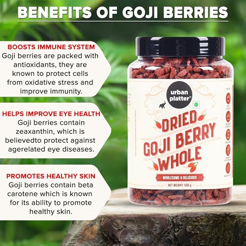 Urban Platter Goji Berries | 7.05 Oz (200g) | Dried Superfood Snack | Rich in Antioxidants & Fiber | Source of Vitamin A & C | Gluten-Free & Non-GMO | Perfect for Healthy Snacking, Oatmeal & Smoothies