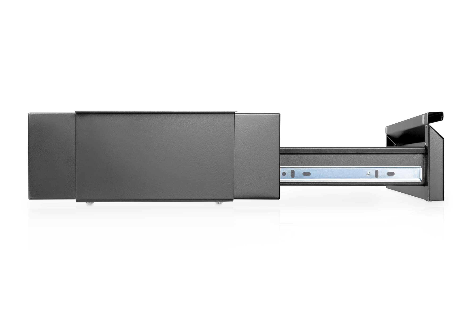 DIGITUS Unterbau-Schublade – Ausziehbar – Leichtgängig – 48 cm tief – 5 kg Traglast – Zur Montage unter Schreibtisch, Werkbank oder Arbeitsplatte – Schwarz