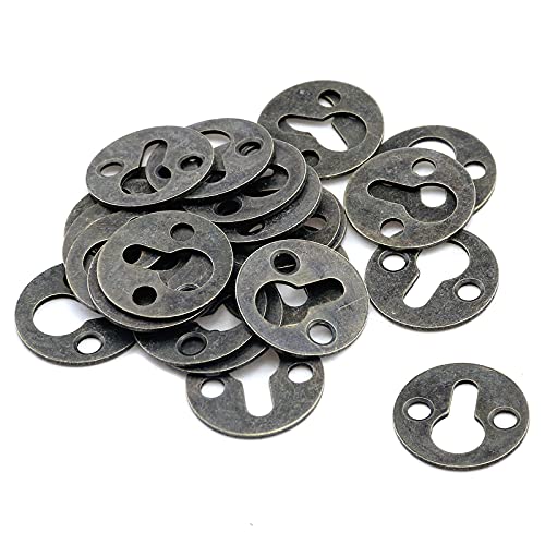 Image of Antrader Metal Round Type Keyhole Shelf Brackets Hangers for Picture Frame Hanging with Screws Pack of 24 (Bronze Tone)