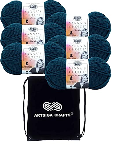 Image of Lion Brand Yarn Vanna'S Choice 860-116 Orion Blue | 6 Skeins, Same Dye Lot, Project Bag, CYC #4 Worsted, 100% Acrylic, Ideal for Crochet, Knitting Blankets, Hats, Scarves
