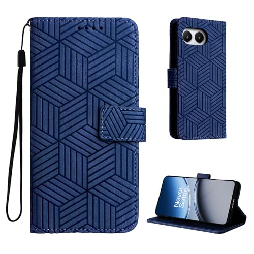 Auslbin Flip Hülle für Oneplus Nord 4 5G 6.74, Geometrischen Stil 1+ Nord 4/CPH2663 Handyhülle mit Magnetschnalle aus PU-Leder, Blau