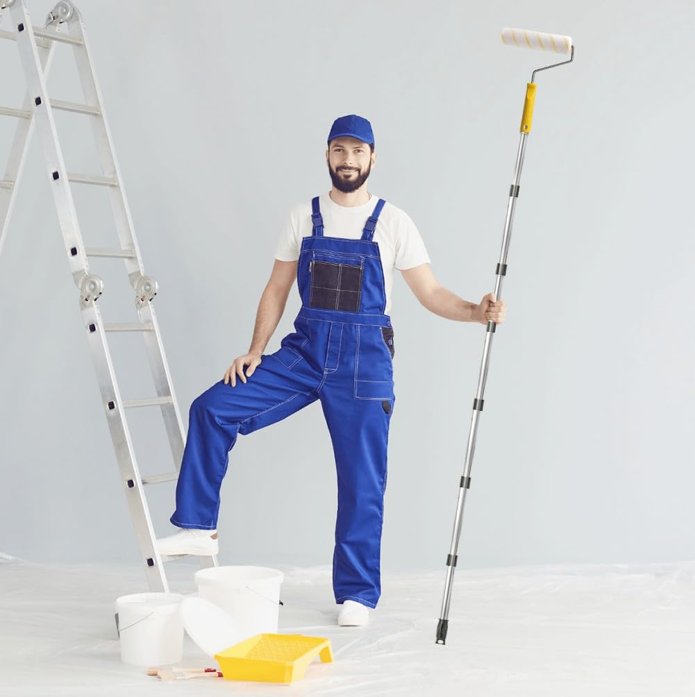 Yuragim Barre télescopique de 3,6 m - Barre d'extension en 9 pièces - Barre télescopique - En acier inoxydable - Pour rouleau de peinture, rouleaux de peinture, outils de peinture, manche télescopique