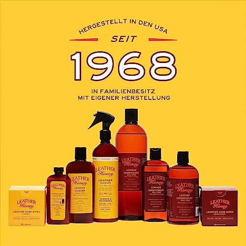 LEATHER Honey Lederpflegemittel - Premium Lederpflege seit 1968 für die Anwendung auf Lederbekleidung, Lederwaren Möbel, Autoinnenausstattung, Schuhe, Taschen, Accessoires