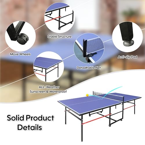 image for DUDUSHIMAN 8X4FT Foldable Ping Pong Table,Professional Table Tennis Ta