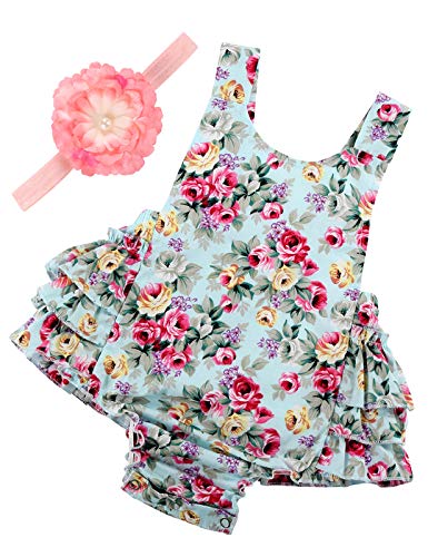 Baby Girl's Floral Print Ruffles Romper Summer Clothes