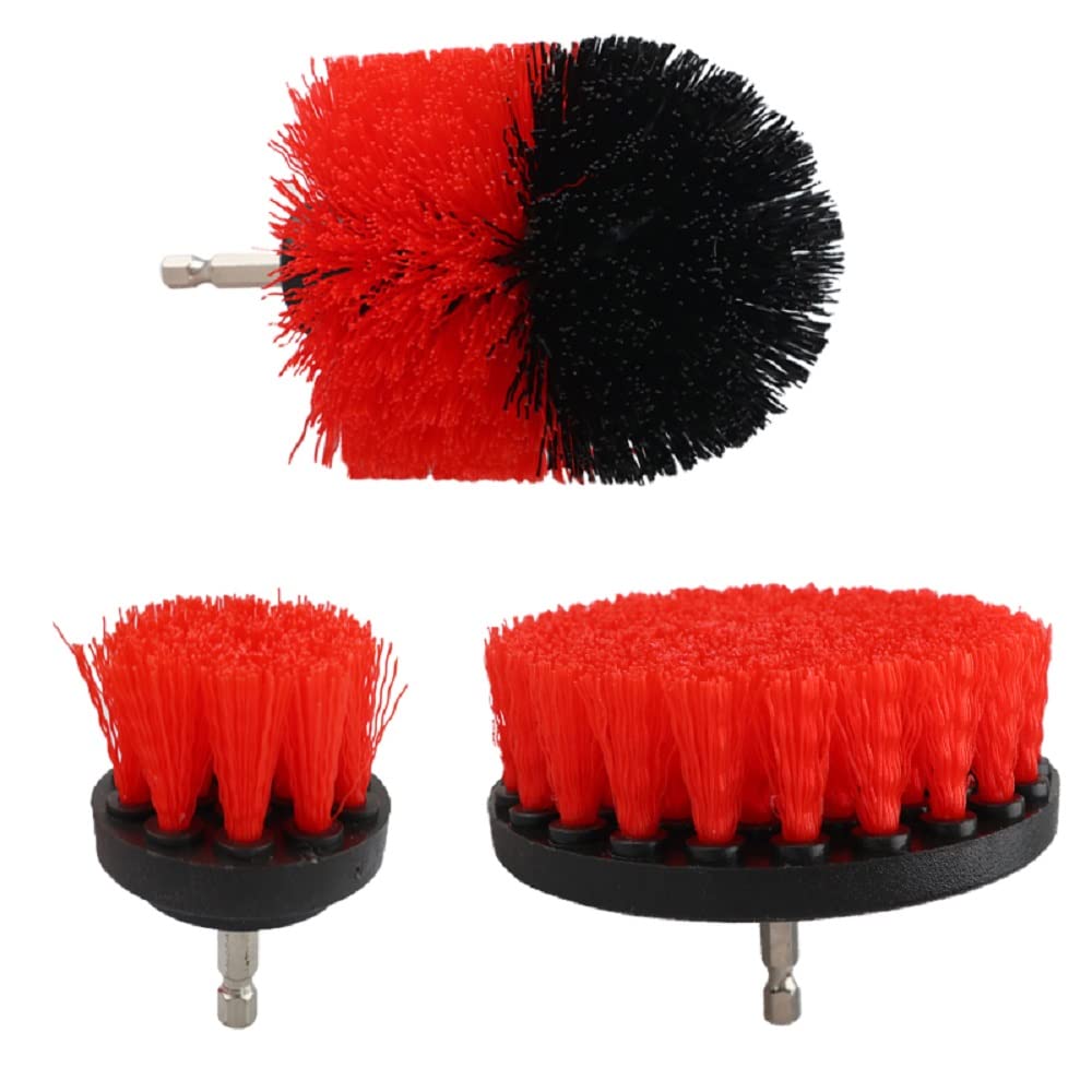 WOTOFY 3Pcs Nylon Multi-Function Drill Brush Set, Floor Carpet Cleaning Polishing Kitchen Bathroom Cleaning Tool Kit (Red) (B0B8DP13N4) Amazon Price History, Amazon Price Tracker
