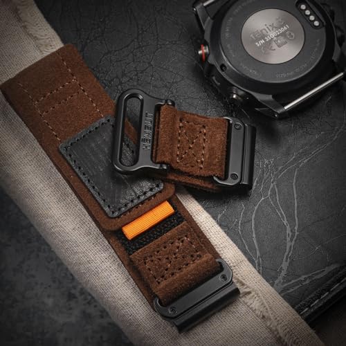Correa de cuero gamuza suave 26mm compatible con Garmin miniatura 3
