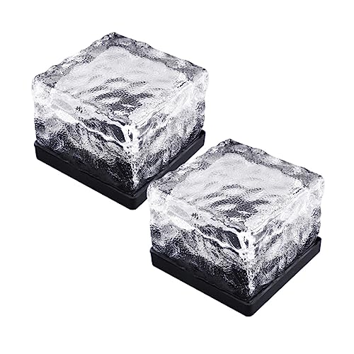 KICHOUSE Solar-Powered Outdoor Garden Lights Rocks Led Brick Lights for Courtyard Patio Lawn