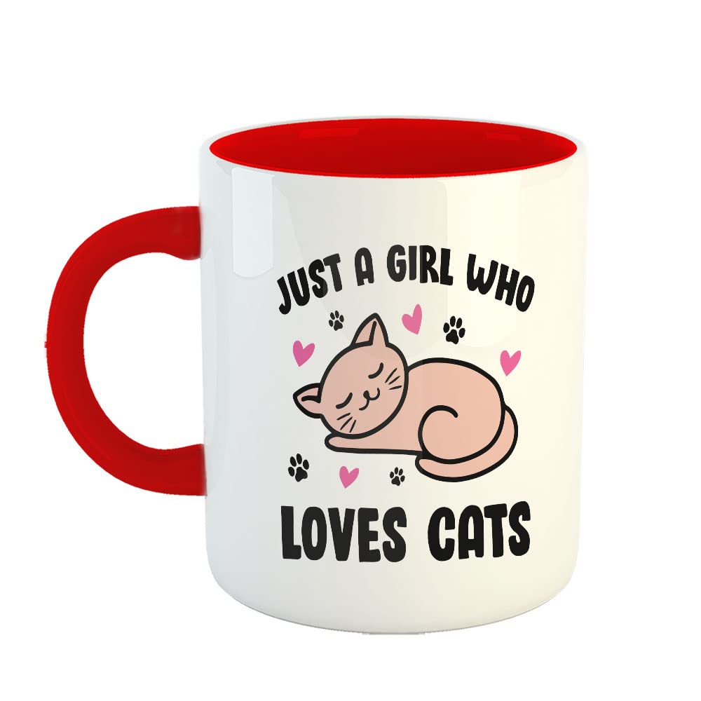 YaaNaa - Printed Coffee Mug, Cat Theme - Just a Girl Who Loves Cats, Gift for Cat Lovers, Gift for Pet Lovers, Birthday Gift, Christmas Gift, Gift for Mother|Sister, R2116-RD (B0BHLFNMZT) Amazon Price History, Amazon Price Tracker