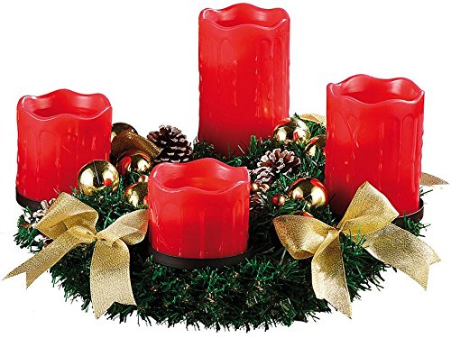 Britesta Couronne de lAvent avec Ornements dorés & 4 Bougies à LED