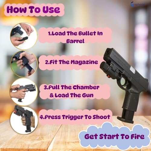 Image of GRAPHENE Pubg Mouser Gun Toy 500 Bullets Air Soft Gun Toy for Kids Boys Laser Light Long Range Pistol Shooting Army Police Guns Military 6mm BB Bullet Not for Kids Below 14 Years
