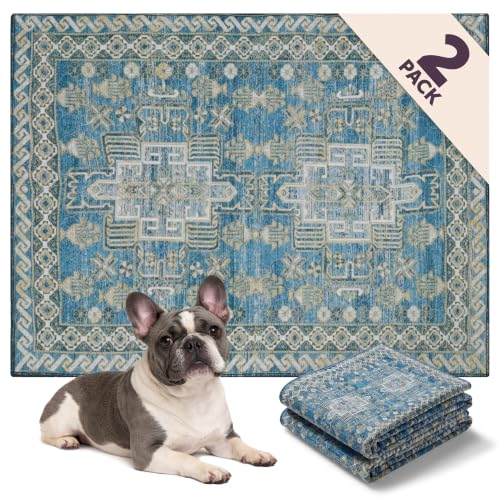 Image of Lovewag Reusable Washable Dog Pee Pads, Blue Mesa 28x41, 2 Pack