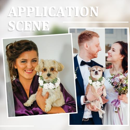 GORGECRAFT Hunde Blumenhalsband Hochzeit Weißes Blumen Stirnband Verstellbare Blumenkrone Kleidung Kranz Schleife Für Weibliche Frauen Haustiere Katzen Hundekostüme Valentinstag Party Festivals Foto R