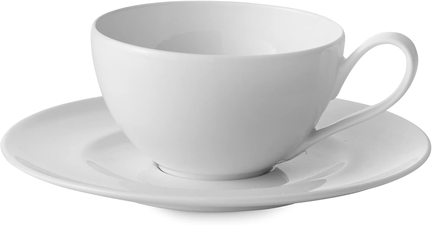 nambe Skye Collection Teacup and Saucer Set Porcelain