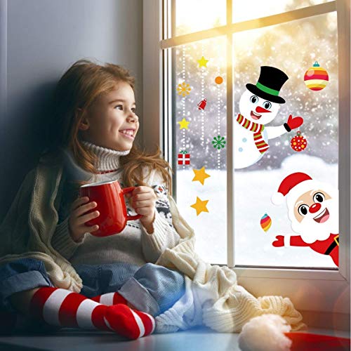 FINGOOO 8 Sheet 120 Pieces Christmas Window Cling Snowflakes Decals Clings for Home/Shop Window Display - Image 7