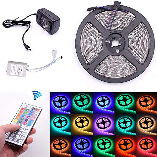 Tira de luces LED RGB 16.4ft con control remoto y fuente de poder miniatura 1