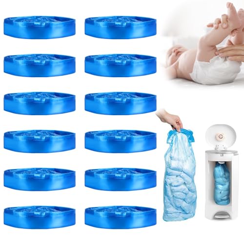 12 Recharge Poubelle a Couche Bebe, 4.5m Sac Poubelle Couche, Bloque Les Odeurs avec 7 Couches Protectrices, pour Tous Les Types de Recharges, pour Litter...