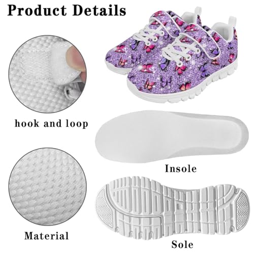 Girls Butterfly Athletic Sneaker for Kids Hiking Shoe Tennis Fitness Shoes Walking Strap Sneakers4
