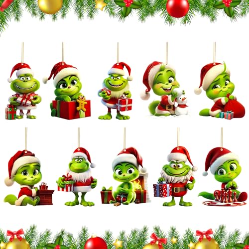 MKAKYES Grinch Weihnachtsdeko, 10 Stück Grinch Deko...
