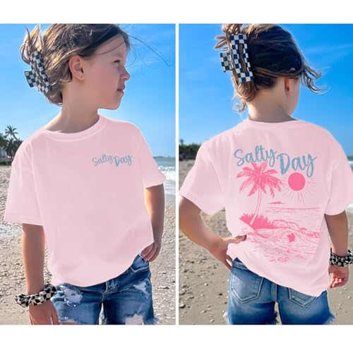 Girls Hawaiian Shirt Beach Preppy Graphic Tees Hawaii Sunshine Tshirt Kids Salty Day Shirts Summer Vacation Tops3