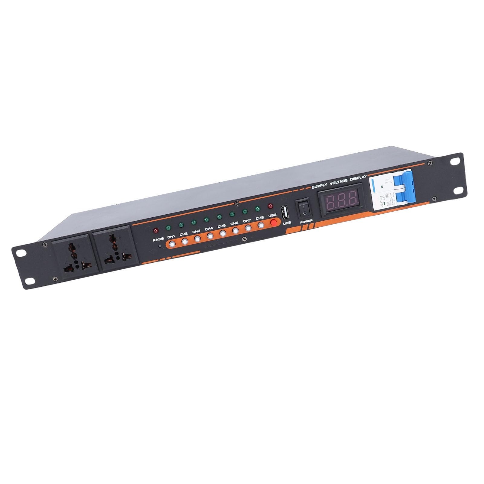 Akozon Equipo de Audio de Alta Potencia, 10 Salidas, Secuenciador de Potencia con Pantalla de Voltaje Digital, Interruptor, Amplificador de Escenario para Estudio (Enchufe de la UE)
