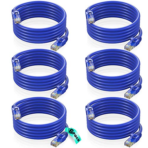 Ethernet Cable 5 ft CAT6 High Speed Internet Network LAN Patch Cable Cord - 6 Pack (5 feet, Blue)