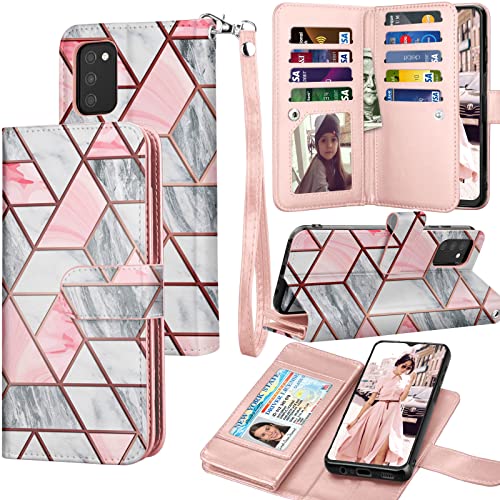 Galaxy A03S Case, [US Version] Wallet Case, Tekcoo [Detachable Magnetic] Luxury PU Leather Cash Credit Card Slots Holder Carrying Folio Flip Cover Strap for Samsung A03S [Marble]