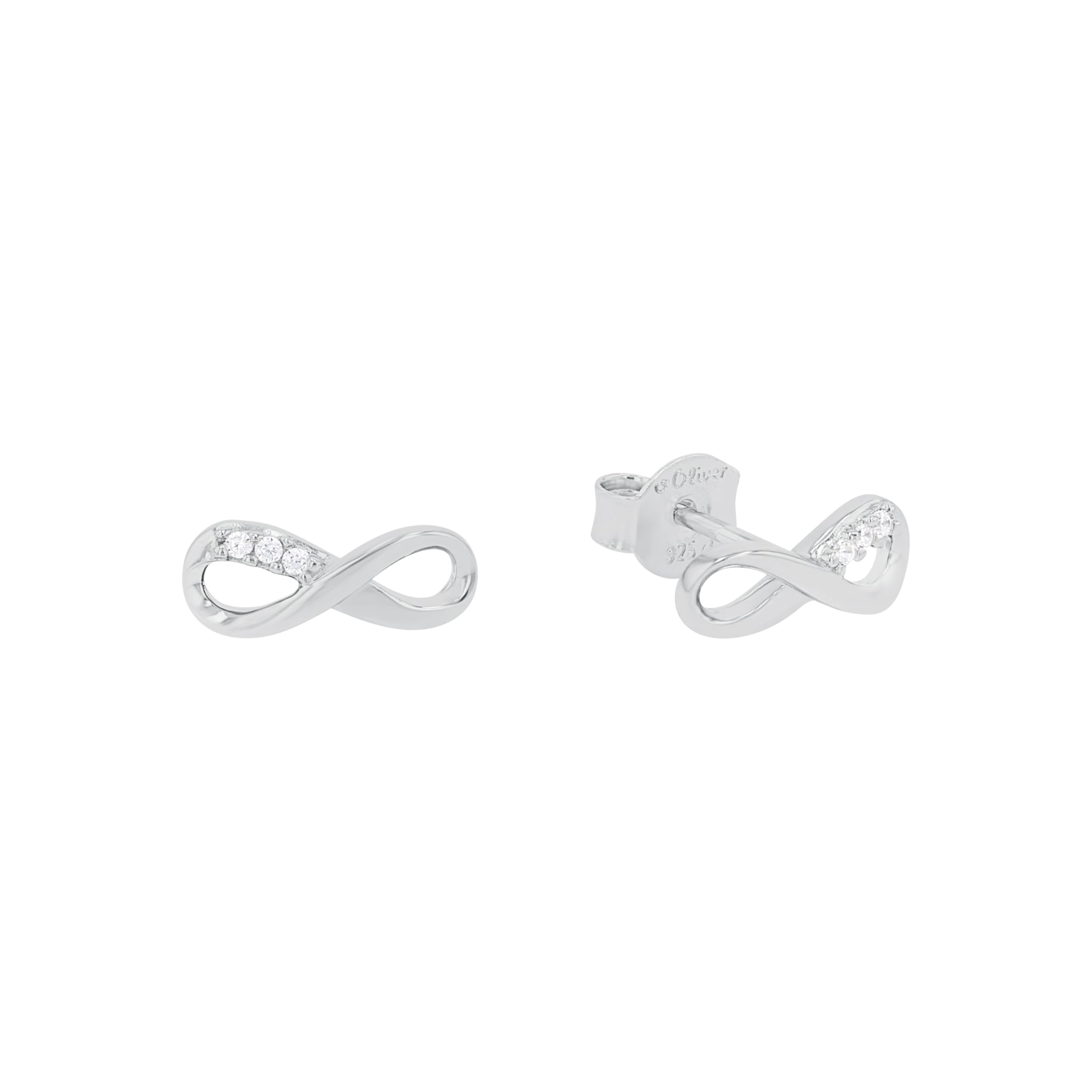 s.Oliver Stud earrings Women Ear jewelry, with Zirconia synth., 0,4 cm, Silver, Infinity, Comes in jewelry gift box, 2017247