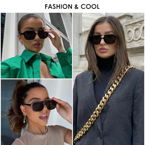Image of mosanana Small Square Aviator Sunglasses for Women MS52362 | Retro Narrow Frame, UV400 Protection, Designed for Daily Outfits, Travel and Fashion Looks