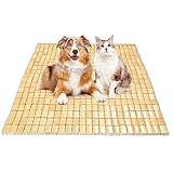 Natural Bamboo Dog Cooling Mat for Pet Cats Self-Cooling Breathable Durable EZ Clean Portable Cooling Mattress Pad for Dog Bed Crate Cooling Mat for Office Chair Couch Car Seat Sofa Indoor Outdoor