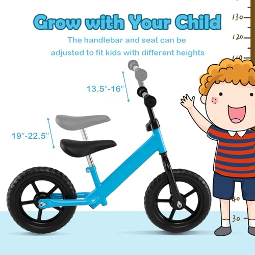 Image of HONEY JOY Toddler Balance Bike, 11 Inch Baby Push Bicycle w /Adjustable Padded Seat & Handlebar, Ultra Light Steel Frame, No Pedal Walker Bike Riding Toy, Birthday Gift for Boys Girls Aged 2-5
