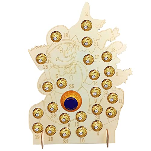 ARVALOLET Calendrier de l'Avent 2021 en bois avec cadre en chocolat et décorations de Noël Cover