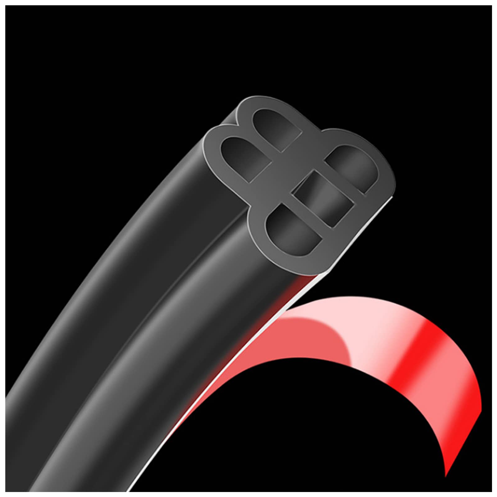 Car Door Seal Strip(32ft/10M), FOXNSK Universal B Shape Five Holes Rubber Seal Strip Self Adhesive Rubber Strip Draught Seal Weatherstrip for Car Window Door Soundproofing Engine Cover
