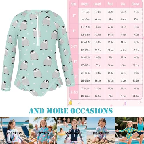 Girls One Piece Swimwear UPF 50+ Rash Guard Swimsuit Sun Protection Quick Dry Bathing Suit Age 3-12Y3