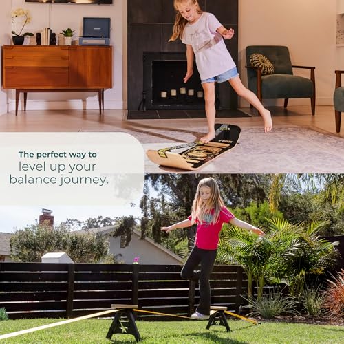 Image of GIBBON SlackYard Slackline Kit - Freestanding, No Trees Required | Outdoor Progression from SlackBoard, Backyard Obstacle Course for Kids & Adults, Adjustable Balance Trainer Slack Line