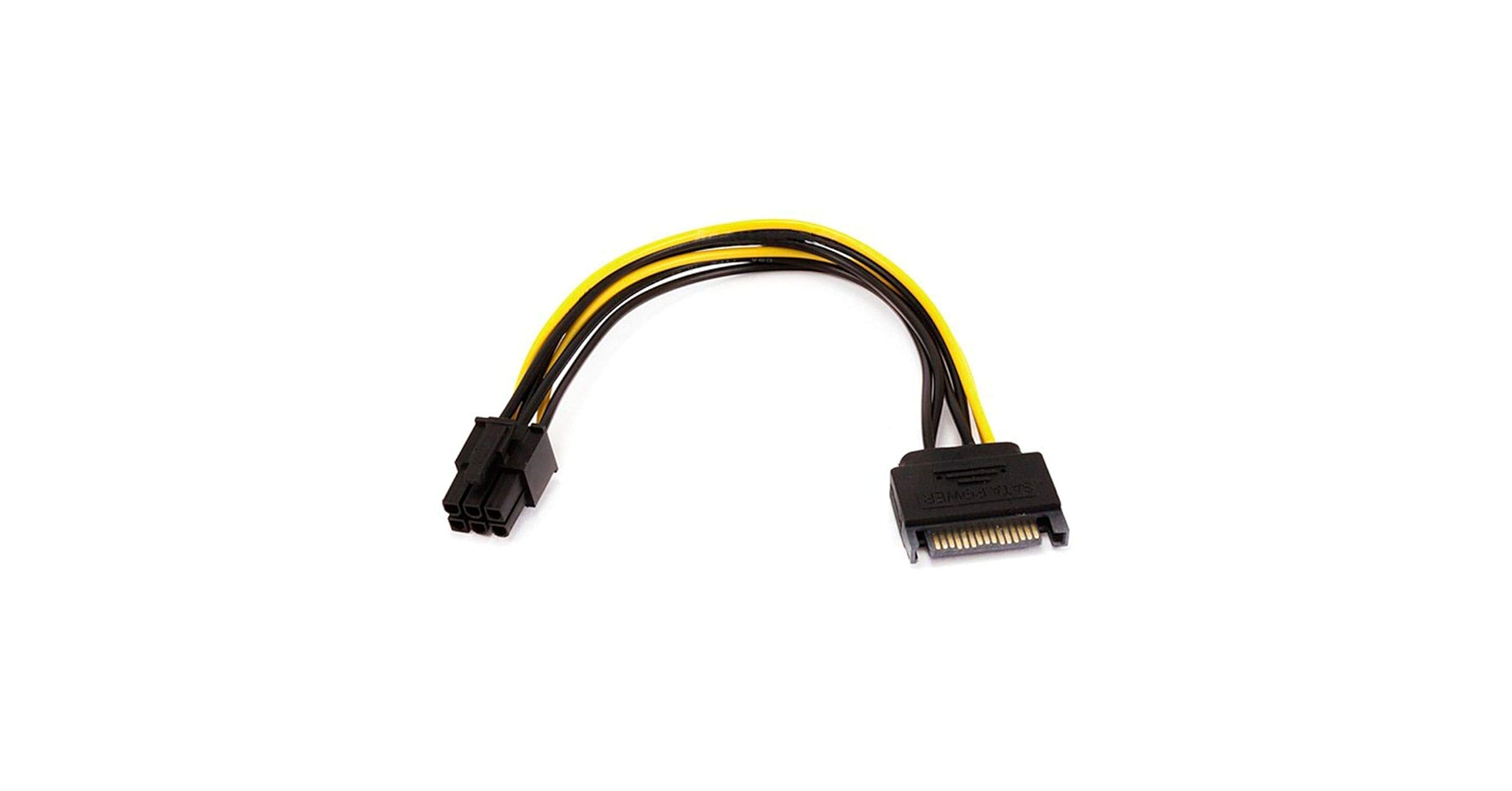 Monoprice SATA Cable - 0.67 Feet - Black | SATA 15pin to 6pin PCI Express Card Power Cable, Black