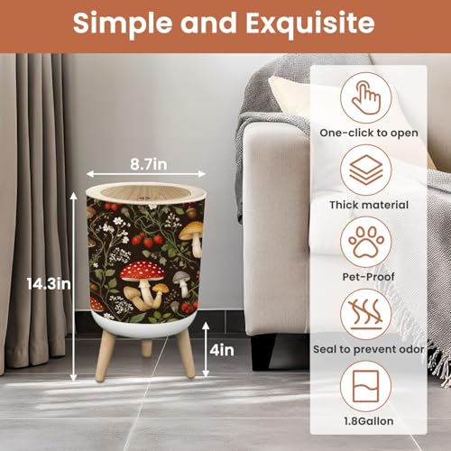 Caneca de basura pequeña cilíndrica con tapa 1.8 galones miniatura 2