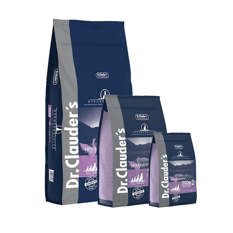 DR.CLAUDER'S - Hyposensitive | Trockenfutter mit Singleprotein für Sensible, ausgewachsene Hunde. Getreide- und glutenfreies Alleinfuttermittel im Beutel | 3,5 kg Ente&Kartoffel
