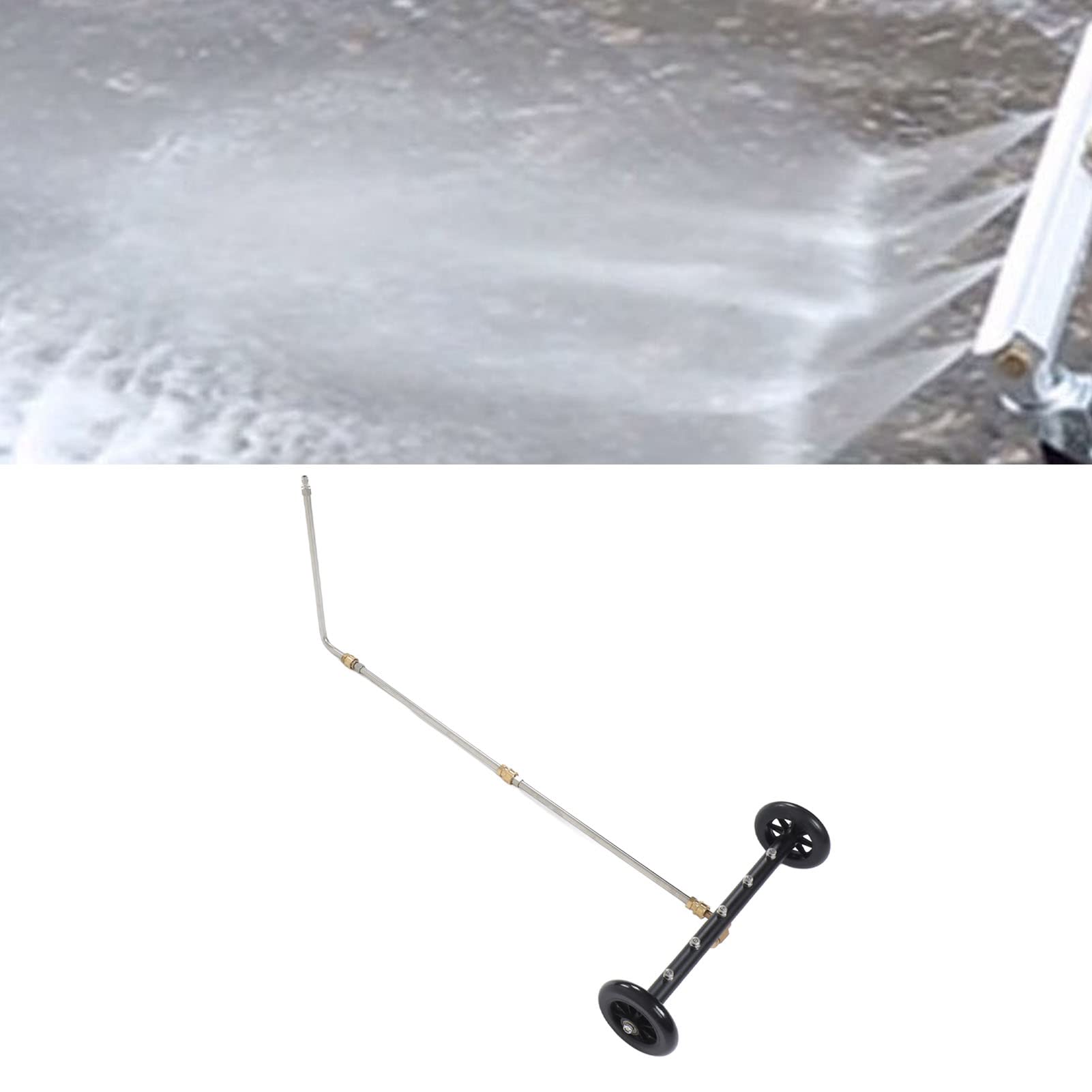 PUSOKEI Limpiador de Tren de Rodaje de 4000 PSI |Escoba de Agua Limpiadora de Superficies 2 en 1 con 3 Varillas de Extensión para el Patio del Balcón de los Bajos del Coche (5 Agujeros)