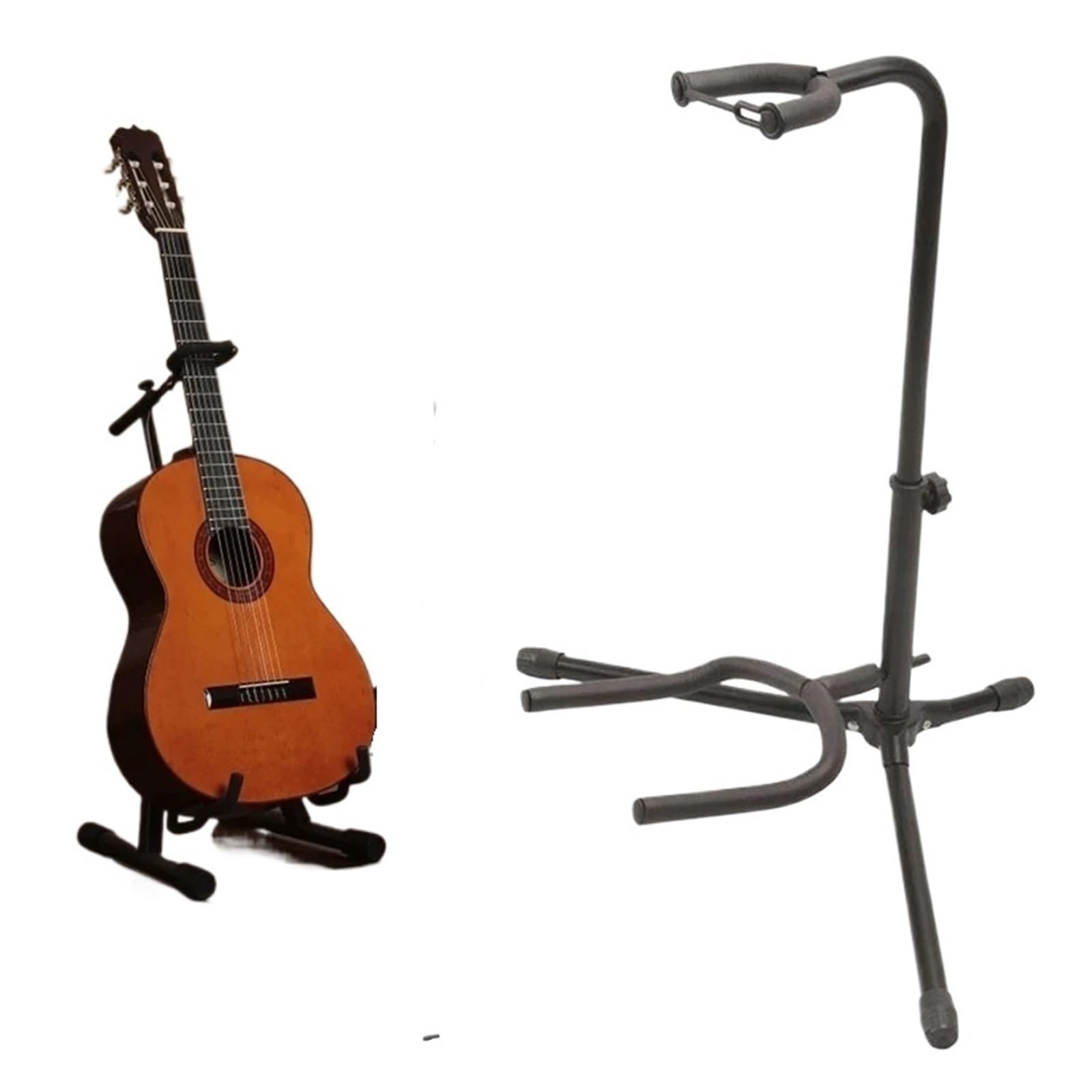 Porta Chitarra Supporto Verticale for Chitarra Pieghevole e Regolabile, espositore for Strumenti, Ukulele, Pipa, Basso, Folk, Classico, Elettrico, Supporto for Chitarra in Legno