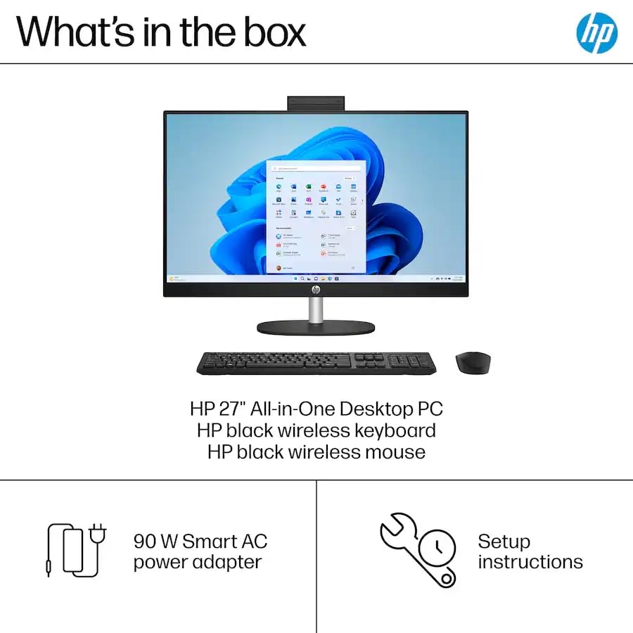 Image of HP 27 inch Touchscreen All-in-One Desktop Computer, AMD Ryzen 7 7730U