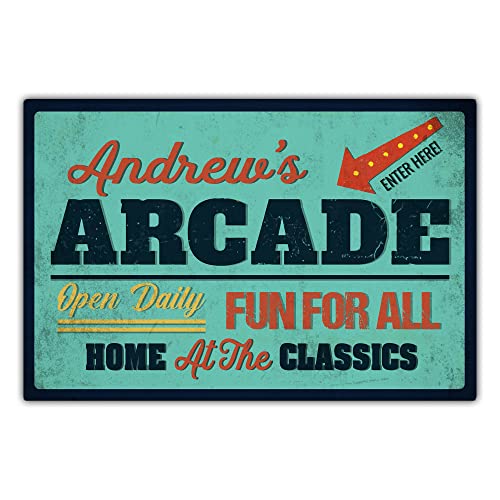 Artsy Woodsy Personalized Arcade Printed Doormat, Game Room, Game Zone, Gaming Zone Welcome Mat, Gaming Room Decor, Gifts for Gamers, Video Game Lovers, Gaming Rug, Gifts for Him, Custom Arcade Decor