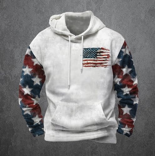 Men's American Flag Print Hoodie Patriotic Graphic Sweatshirt Long Sleeve Vinatge Oversized Lightweight Streetwear Top2
