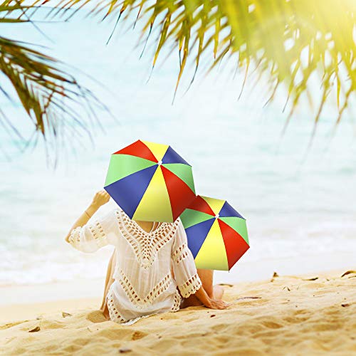 Heqishun 5 Pack Umbrella Hat With Elastic Band, Rainbow Waterproof Fishing Umbrella Hat For Adults Kids Women Men thumb #6