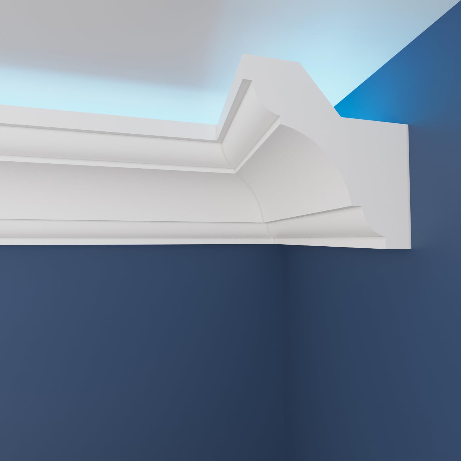 WOLDECOR Modern LED Ceiling Coving Cornice–Stylish XPS Lightweight Moulding Trim,Easy DIY Installation,Durable Decorative Coving for Walls and Ceilings with LED Lights (WLZ26, 10 Meters)