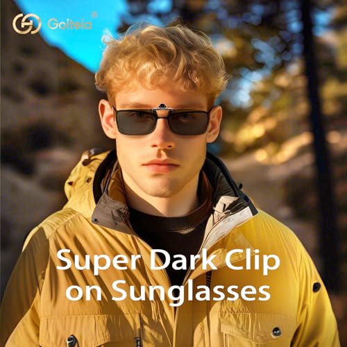 Image of Goiteia Polarized Flip up Clip on Sunglasses over Prescription Glasses for Men Women-Upgraded No Blue Glare