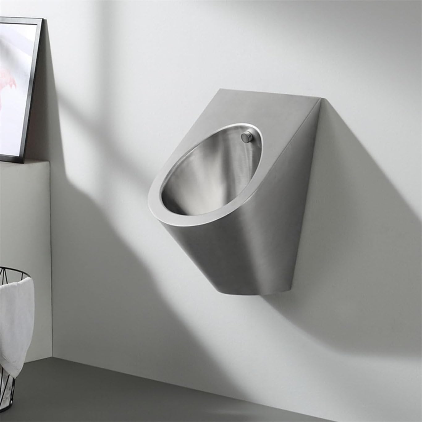 GTHTUHFD Wall Hung Urinal, Commercial Flushing Urinals, Men'S Public Toilet Stainless Steel Urinals, Household/Commercial Bathroom Urinal Anti-Overflow Urinal,Gold-Urinalplus,Silver-Urinal
